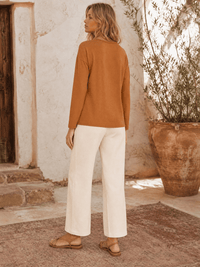 WOMEN'S LONG SLEEVE RIBBED SOLID TOP