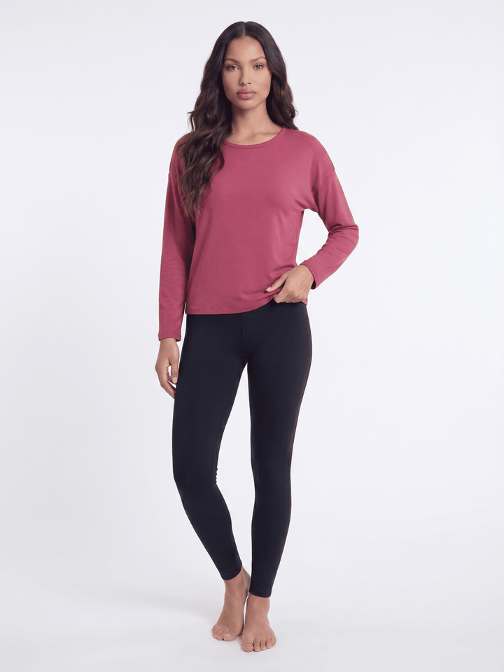 WOMEN'S LONG SLEEVE RIBBED SOLID TOP
