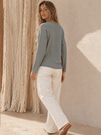 WOMEN'S LONG SLEEVE RIBBED SOLID TOP