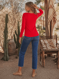 WOMEN'S LONG SLEEVE RIBBED SOLID TOP