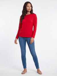 WOMEN'S LONG SLEEVE RIBBED SOLID TOP