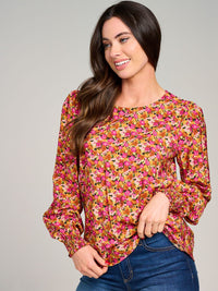 WOMEN'S LONG SLEEVE FLORAL BLOUSE