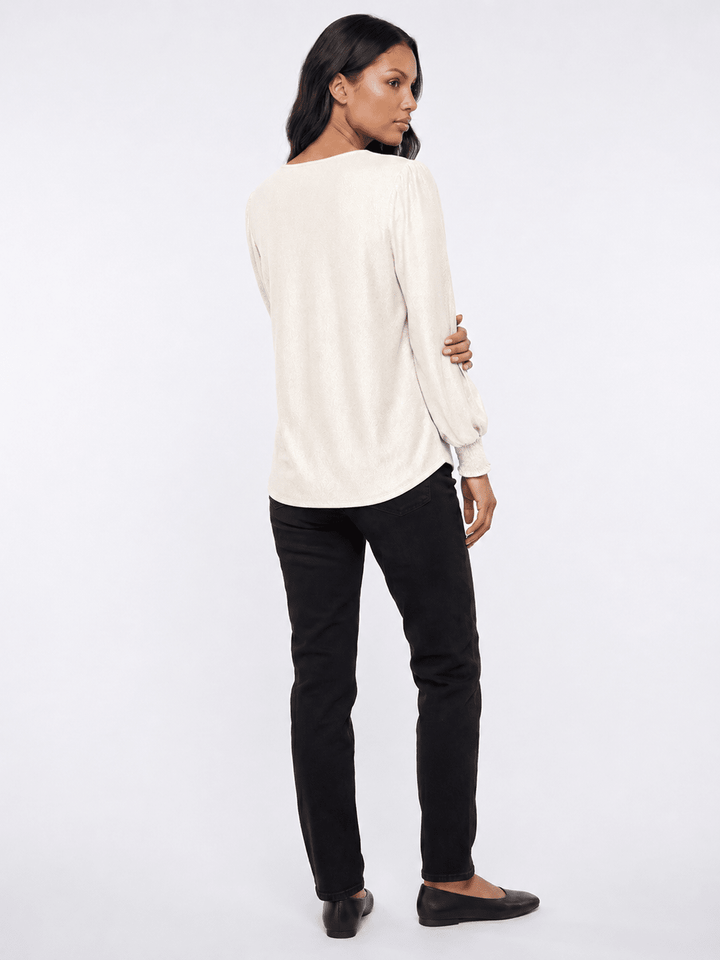 WOMEN'S LONG PUFF SLEEVE SHIMMER BLOUSE