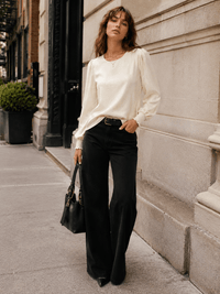 WOMEN'S LONG PUFF SLEEVE SHIMMER BLOUSE