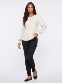 WOMEN'S LONG PUFF SLEEVE SHIMMER BLOUSE