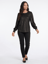 WOMEN'S LONG PUFF SLEEVE SHIMMER BLOUSE