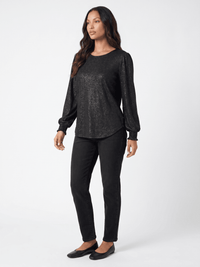 WOMEN'S LONG PUFF SLEEVE SHIMMER BLOUSE
