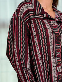 WOMEN'S LONG SLEEVE BUTTON UP MULTI PRINT BLOUSE TOP