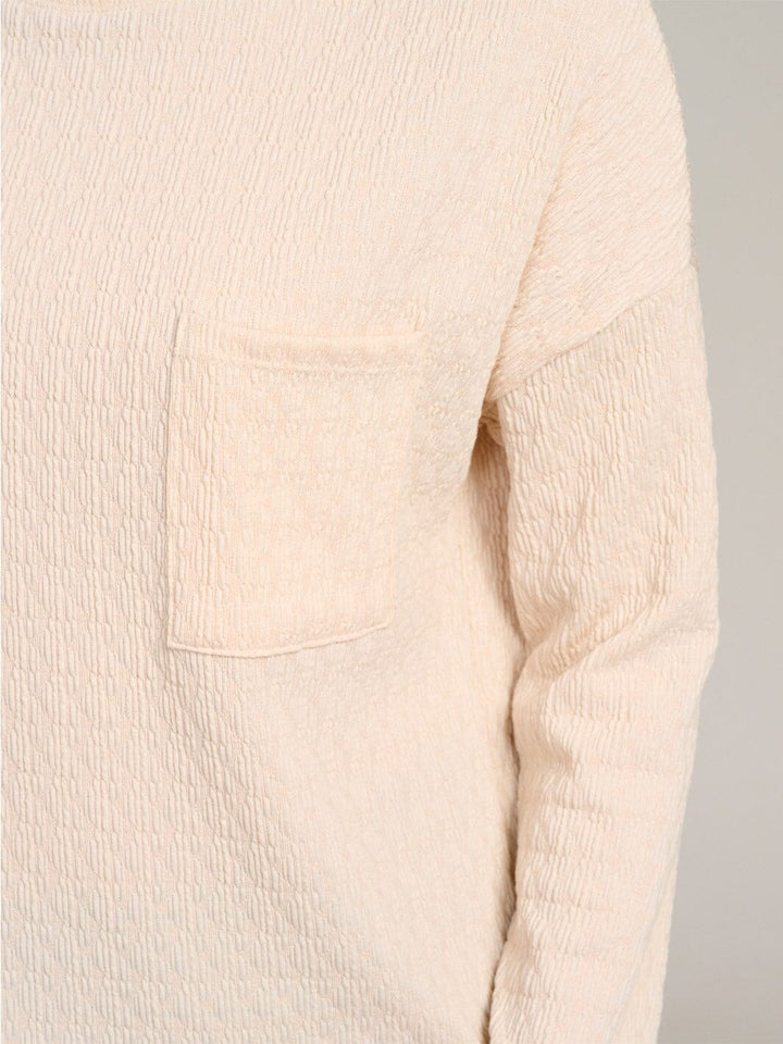 WOMEN'S LONG SLEEVE FRONT POCKET DETAILED BLOUSE