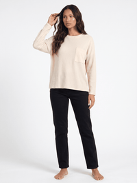 ******************WOMEN'S LONG SLEEVE FRONT POCKET RIBBED TOP