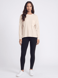 ******************WOMEN'S LONG SLEEVE FRONT POCKET RIBBED TOP