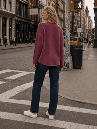 ******************WOMEN'S LONG SLEEVE FRONT POCKET RIBBED TOP