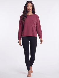 ******************WOMEN'S LONG SLEEVE FRONT POCKET RIBBED TOP