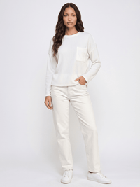 ******************WOMEN'S LONG SLEEVE FRONT POCKET RIBBED TOP