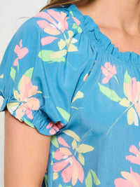 WOMEN'S SHORT SLEEVE TUNIC FLORAL TOP