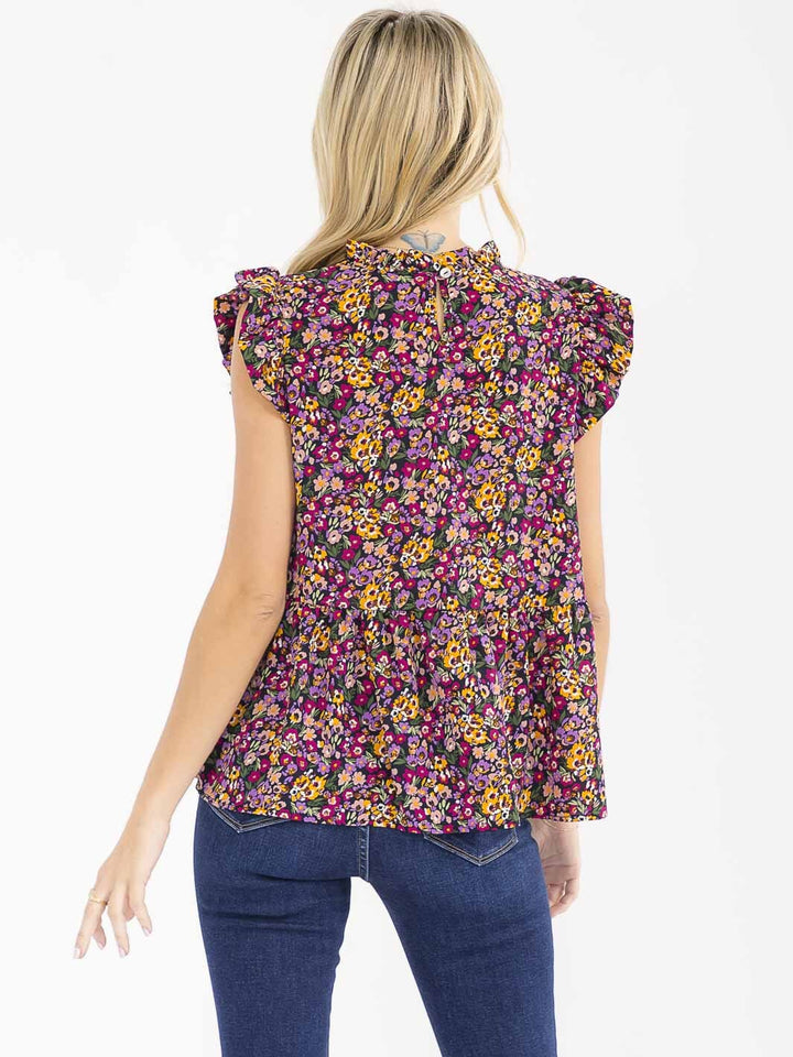 WOMEN'S SHORT SLEEVE LOOSE FIT FLORAL TOP