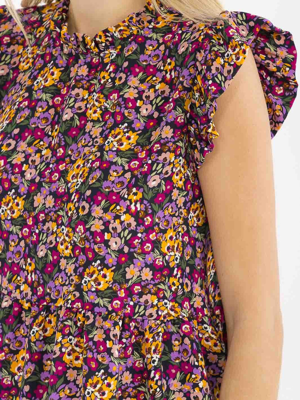 WOMEN'S SHORT SLEEVE LOOSE FIT FLORAL TOP