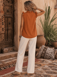 ***************WOMEN'S RUFFLE SLEEVE V-NECK BLOUSE
