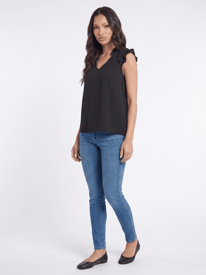 ***************WOMEN'S RUFFLE SLEEVE V-NECK BLOUSE