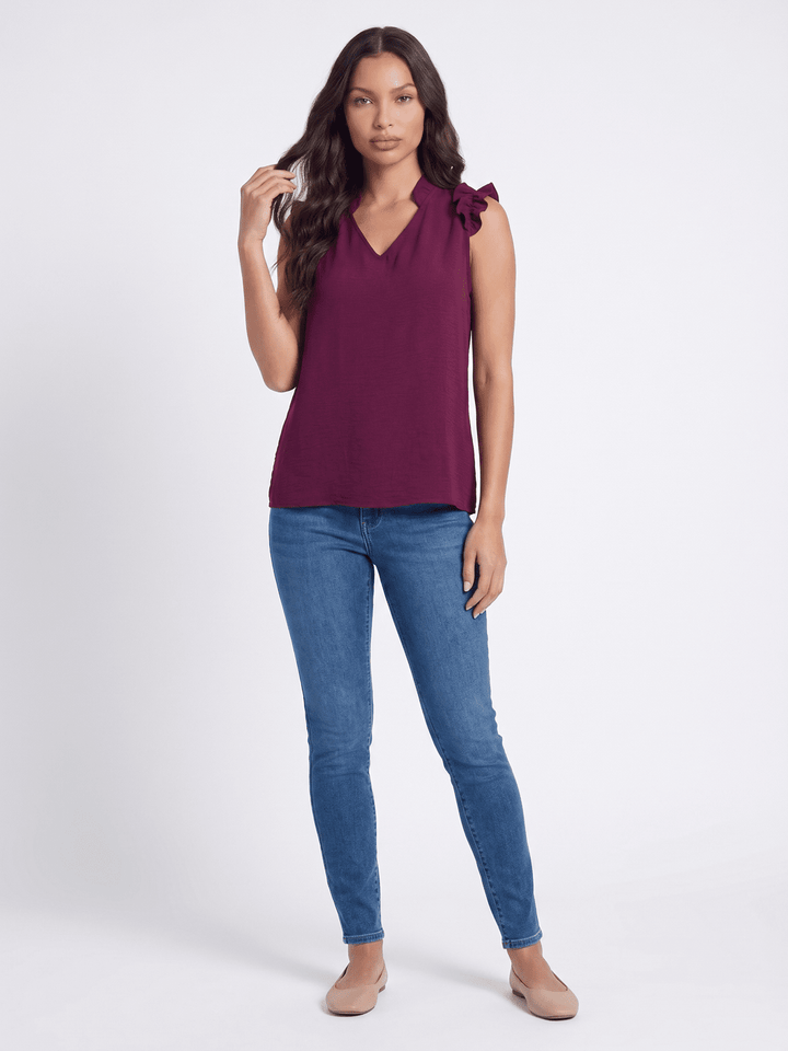***************WOMEN'S RUFFLE SLEEVE V-NECK BLOUSE