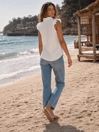 ***************WOMEN'S RUFFLE SLEEVE V-NECK BLOUSE