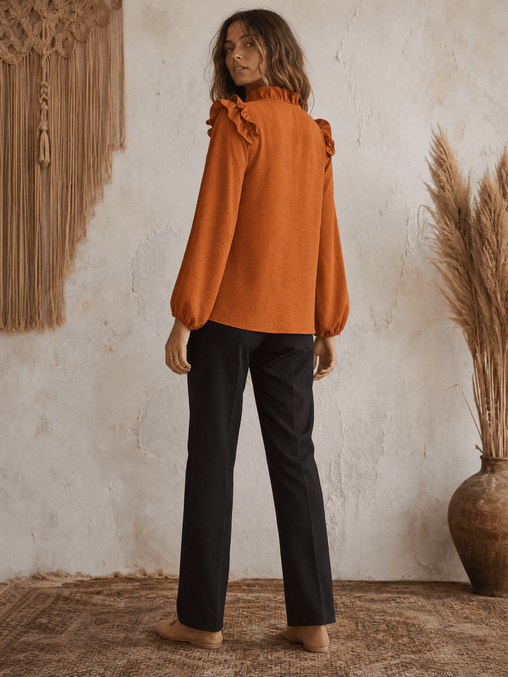 WOMEN'S LONG SLEEVE V-NECK BLOUSE