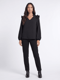 WOMEN'S LONG SLEEVE V-NECK BLOUSE
