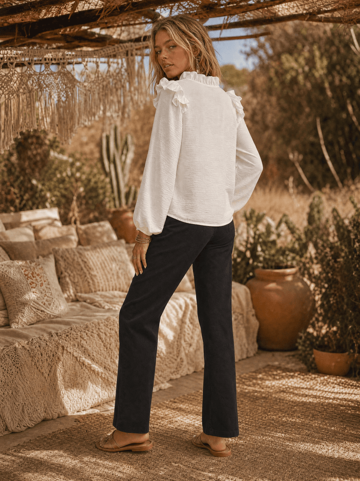WOMEN'S LONG SLEEVE V-NECK BLOUSE