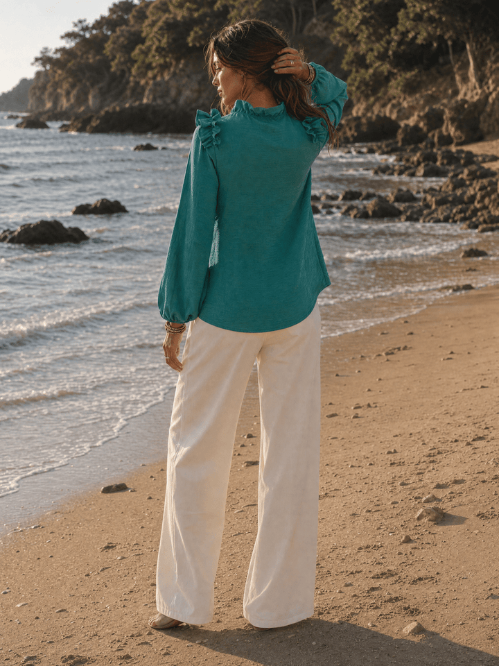 WOMEN'S LONG SLEEVE V-NECK BLOUSE
