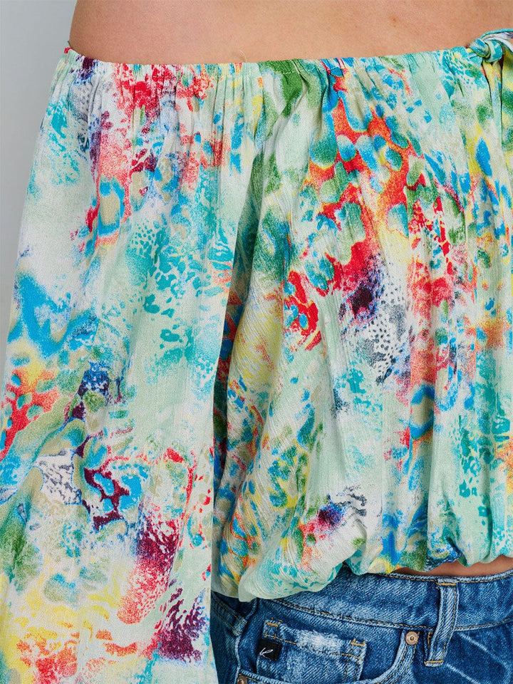 WOMEN'S LONG BELL SLEEVE OFF SHOULDER FLORAL BLOUSE