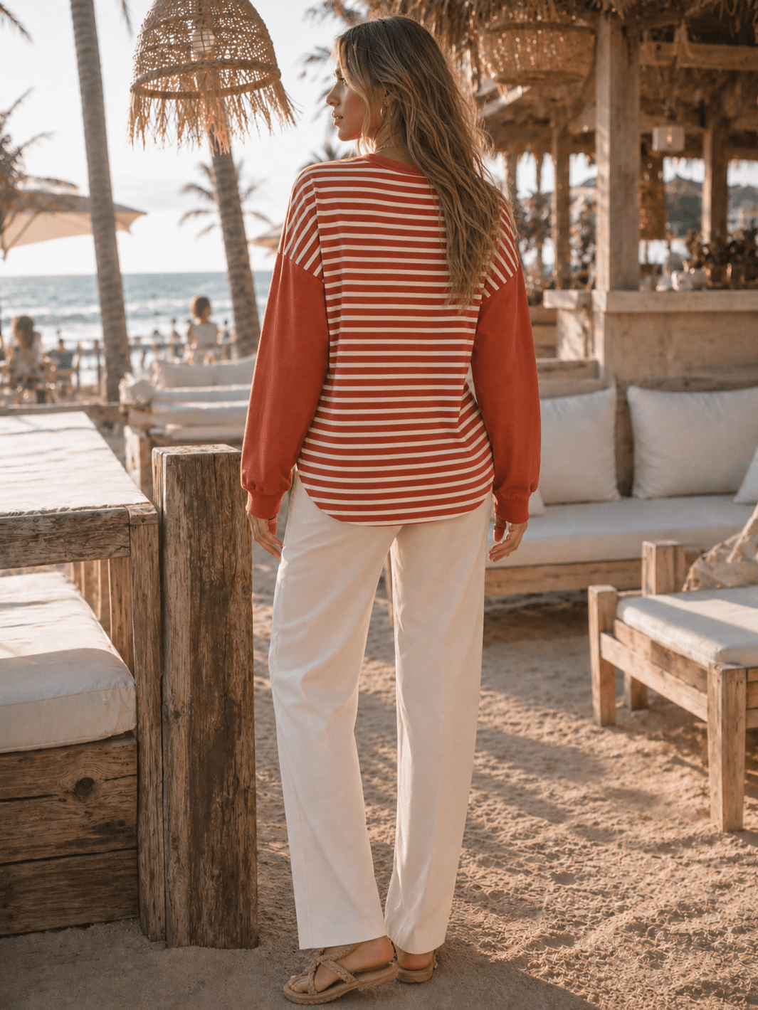 *********WOMEN'S LONG SLEEVE FRONT POCKET COLORBLOCK STRIPES BLOUSE