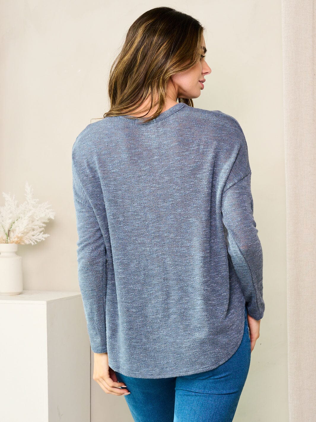 WOMEN'S LONG SLEEVE BUTTONS DETAILED TUNIC TOP