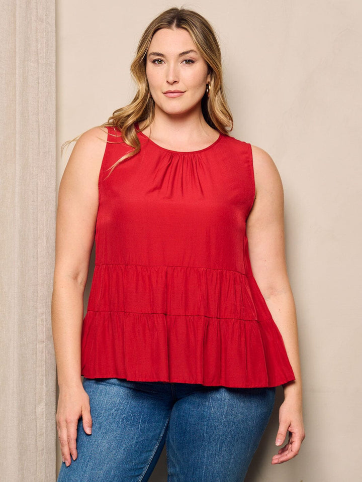 PLUS SIZE SLEEVELESS TIERED TUNIC TANK TOP