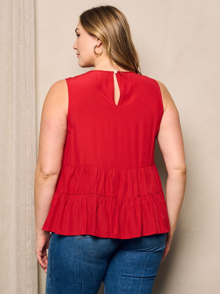 PLUS SIZE SLEEVELESS TIERED TUNIC TANK TOP