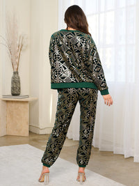 WOMEN'S ELASTIC WAIST POCKETS SEQUINS JOGGER PANTS
