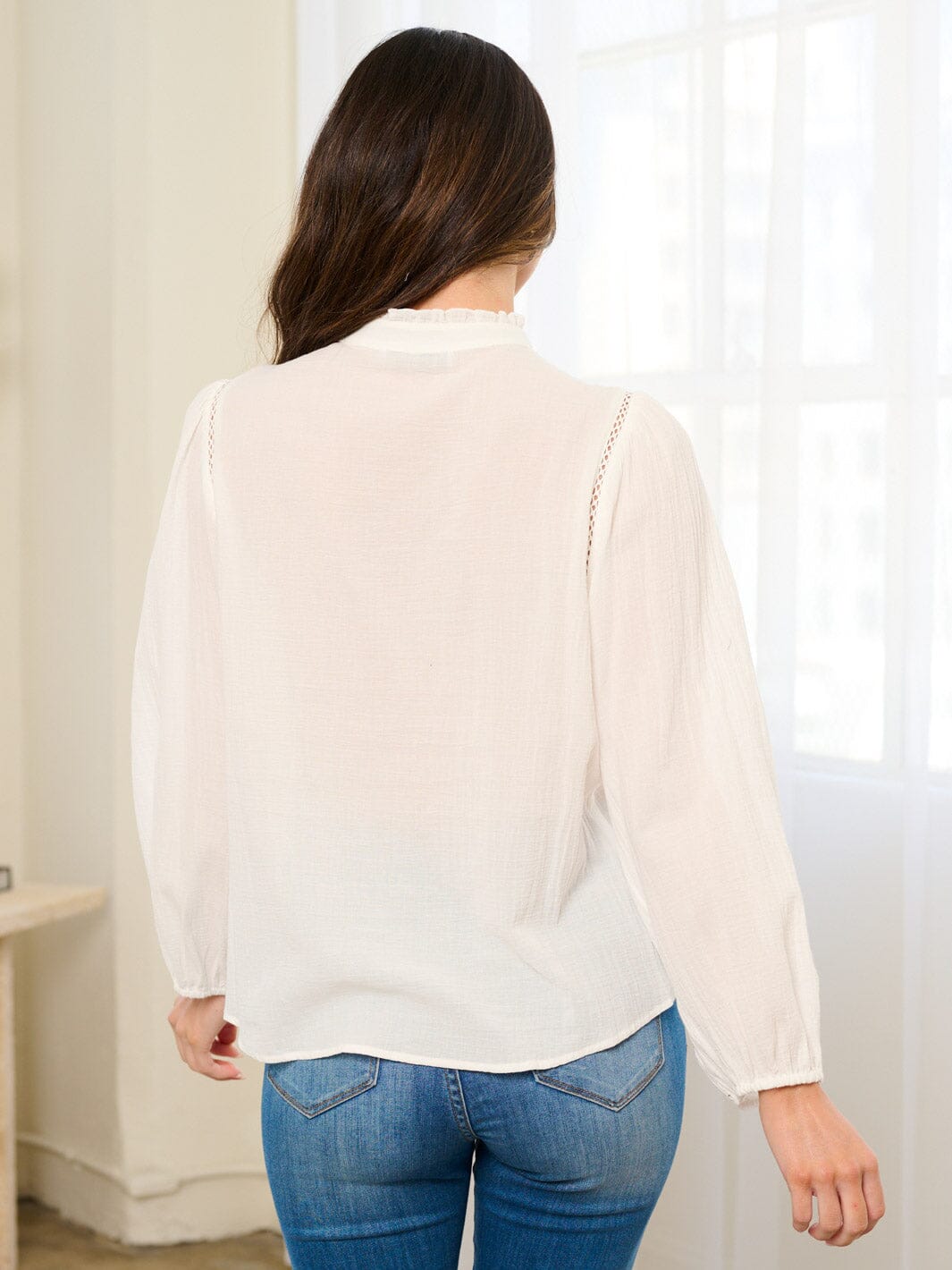 WOMEN'S LONG SLEEVE MOCK NECK BLOUSE TOP