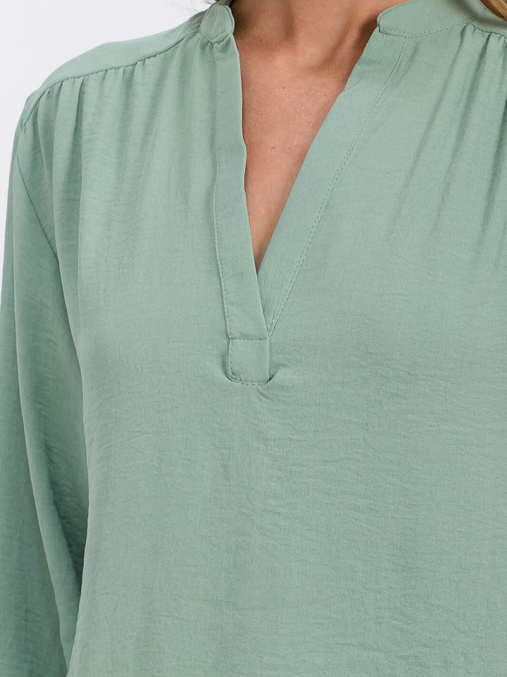 WOMEN'S 3/4 SLEEVE V-NECK HIGH-LOW BLOUSE