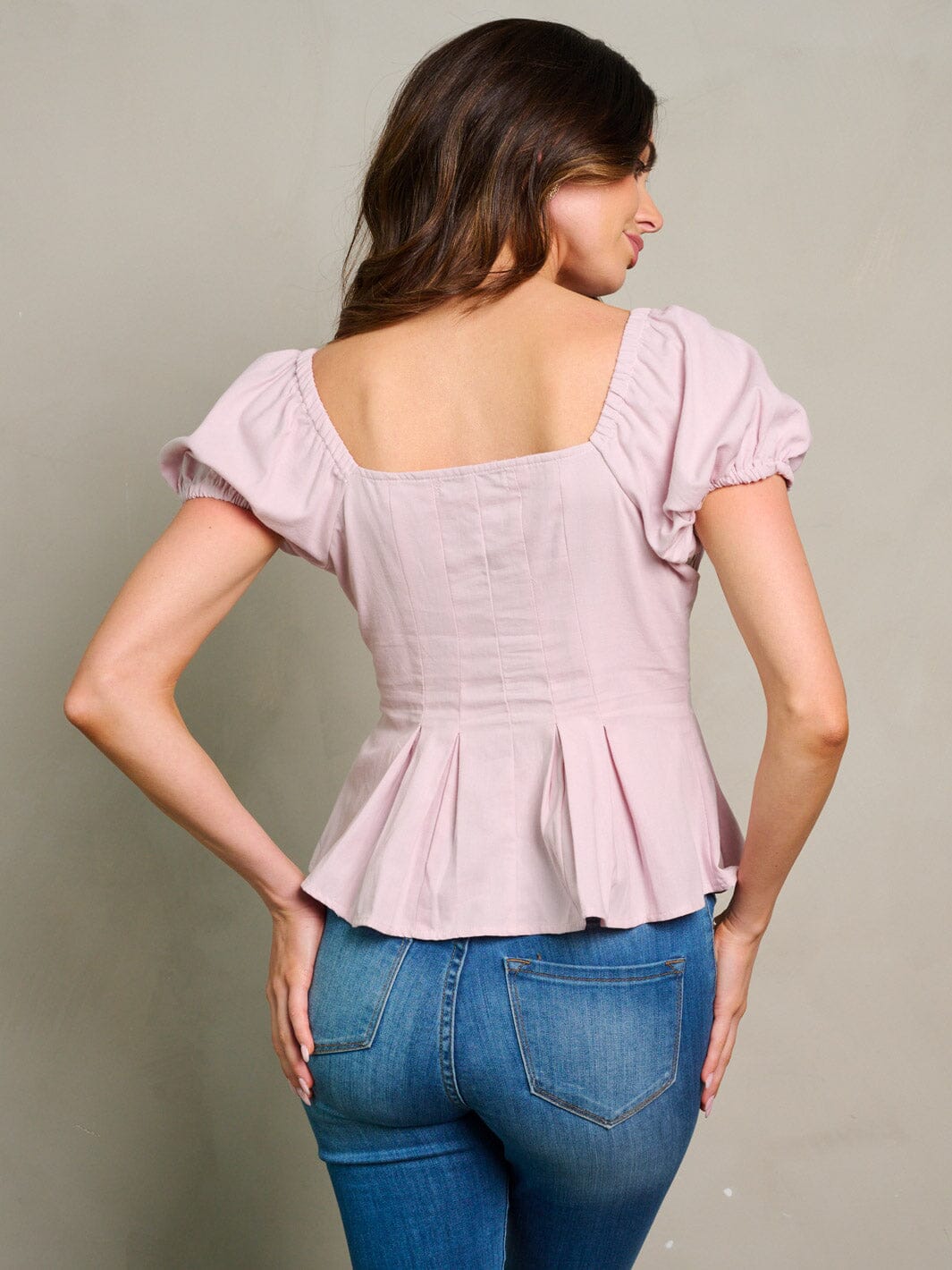 WOMEN'S SHORT SLEEVE BUTTON CLOSURE BLOUSE TOP