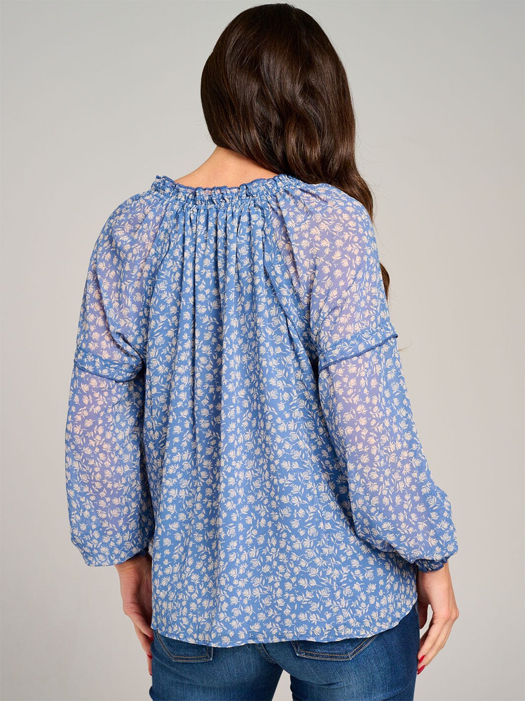 WOMEN'S LONG SLEEVE V-NECK FLORAL BLOUSE