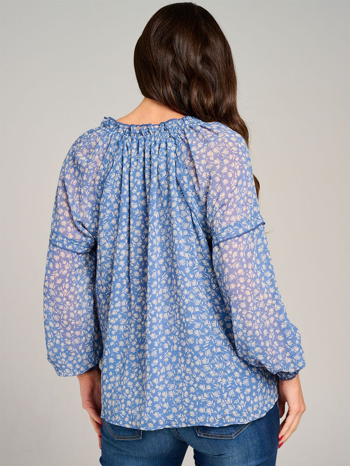 WOMEN'S LONG SLEEVE V-NECK FLORAL BLOUSE