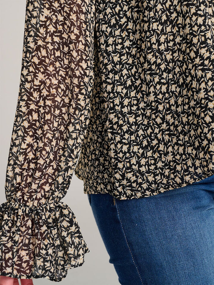 WOMEN'S LONG SLEEVE V-NECK FLORAL BLOUSE