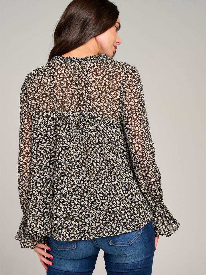 WOMEN'S LONG SLEEVE V-NECK FLORAL BLOUSE