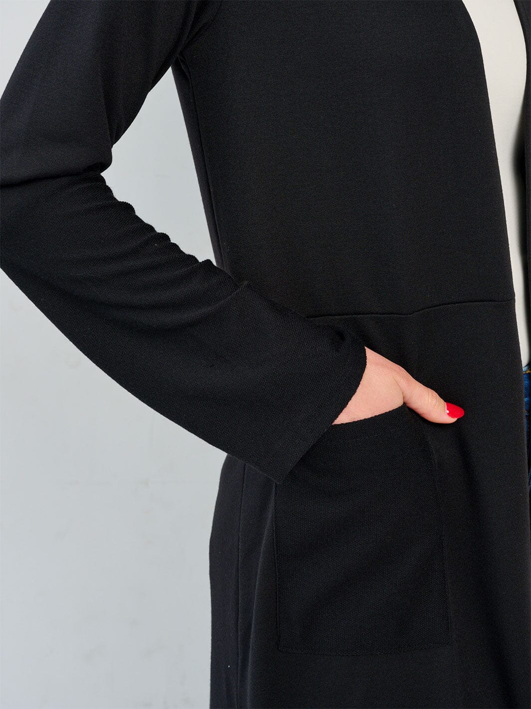 WOMEN'S LONG SLEEVE OPEN FRONT POCKETS CARDIGAN