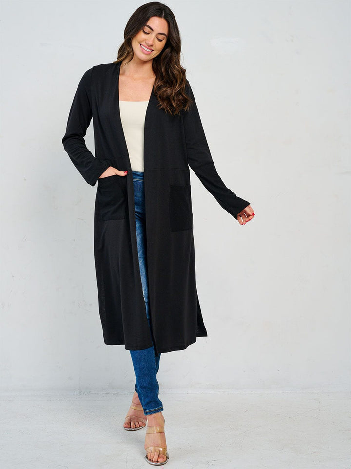 WOMEN'S LONG SLEEVE OPEN FRONT POCKETS CARDIGAN