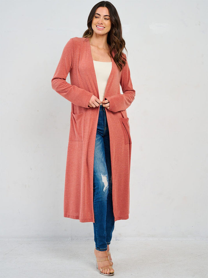 WOMEN'S LONG SLEEVE OPEN FRONT POCKETS CARDIGAN