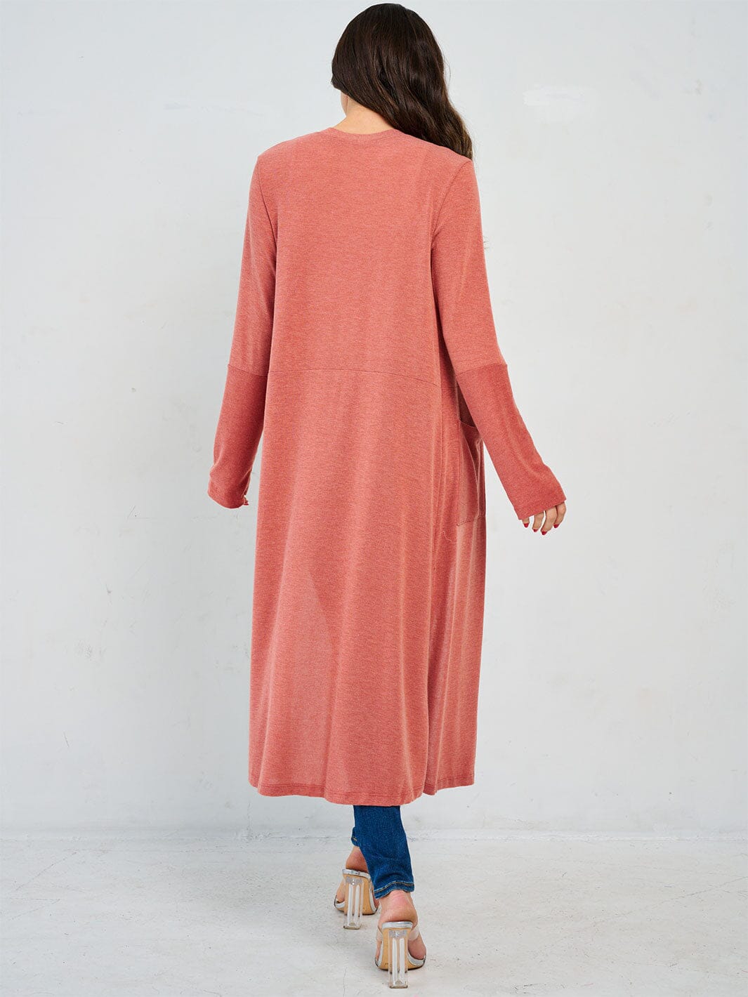 WOMEN'S LONG SLEEVE OPEN FRONT POCKETS CARDIGAN