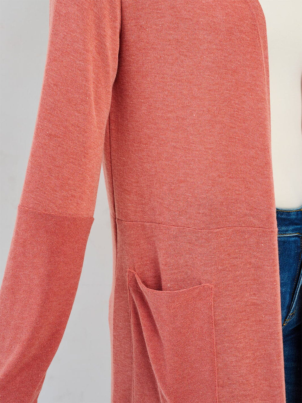 WOMEN'S LONG SLEEVE OPEN FRONT POCKETS CARDIGAN