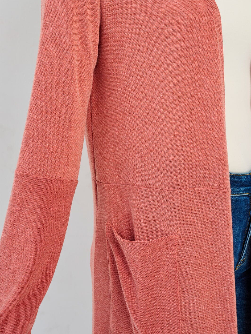 WOMEN'S LONG SLEEVE OPEN FRONT POCKETS CARDIGAN