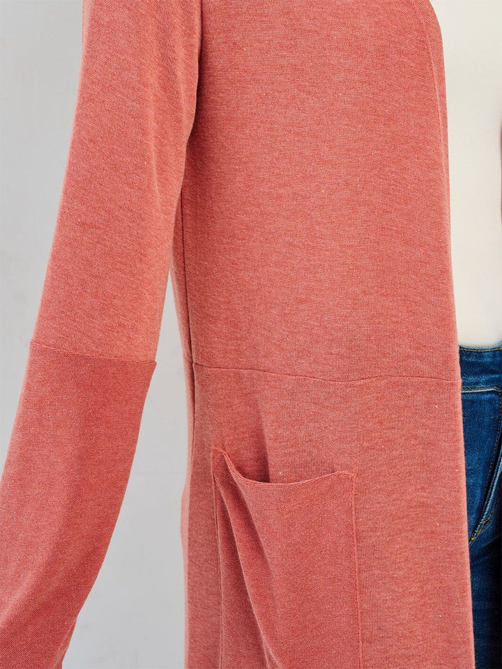 WOMEN'S LONG SLEEVE OPEN FRONT POCKETS CARDIGAN