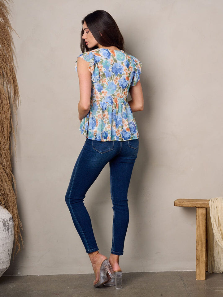 WOMEN'S SLEEVELESS V-NECK FLORAL TUNIC TOP